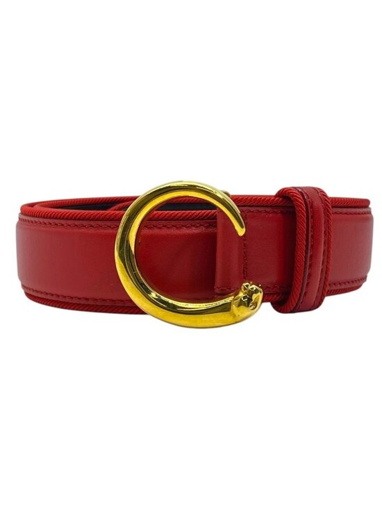 Cartier Panthere Belt Red Gold Canvas Leather Metal Logo Presence main image 4